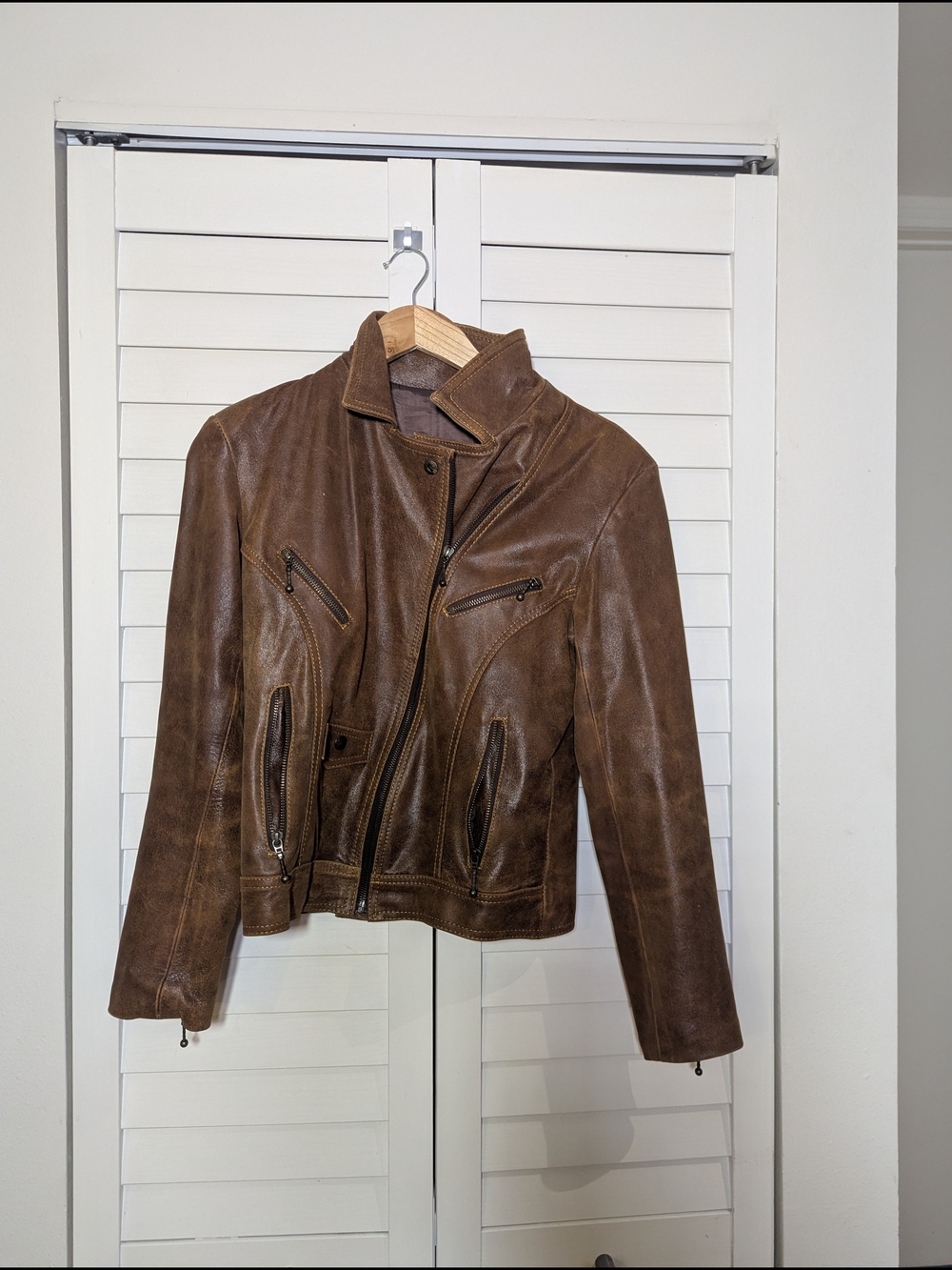 Mexico Made Women's Brown Leather Moto Jacket